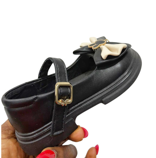 Black Ballet Flats with Bow Detail