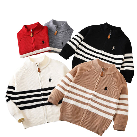 Vibrant colored striped Polo sweater